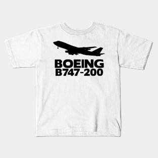 Boeing B747-200 Silhouette Print (Black) Kids T-Shirt